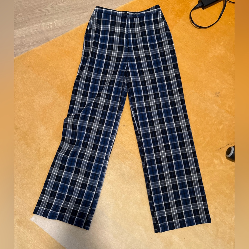 Brandy Melville Black and Blue Plaid Pants